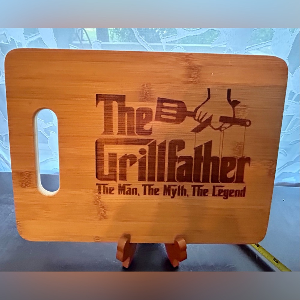 “The Grillfather” cutting board new, sustainable bamboo cutting board.